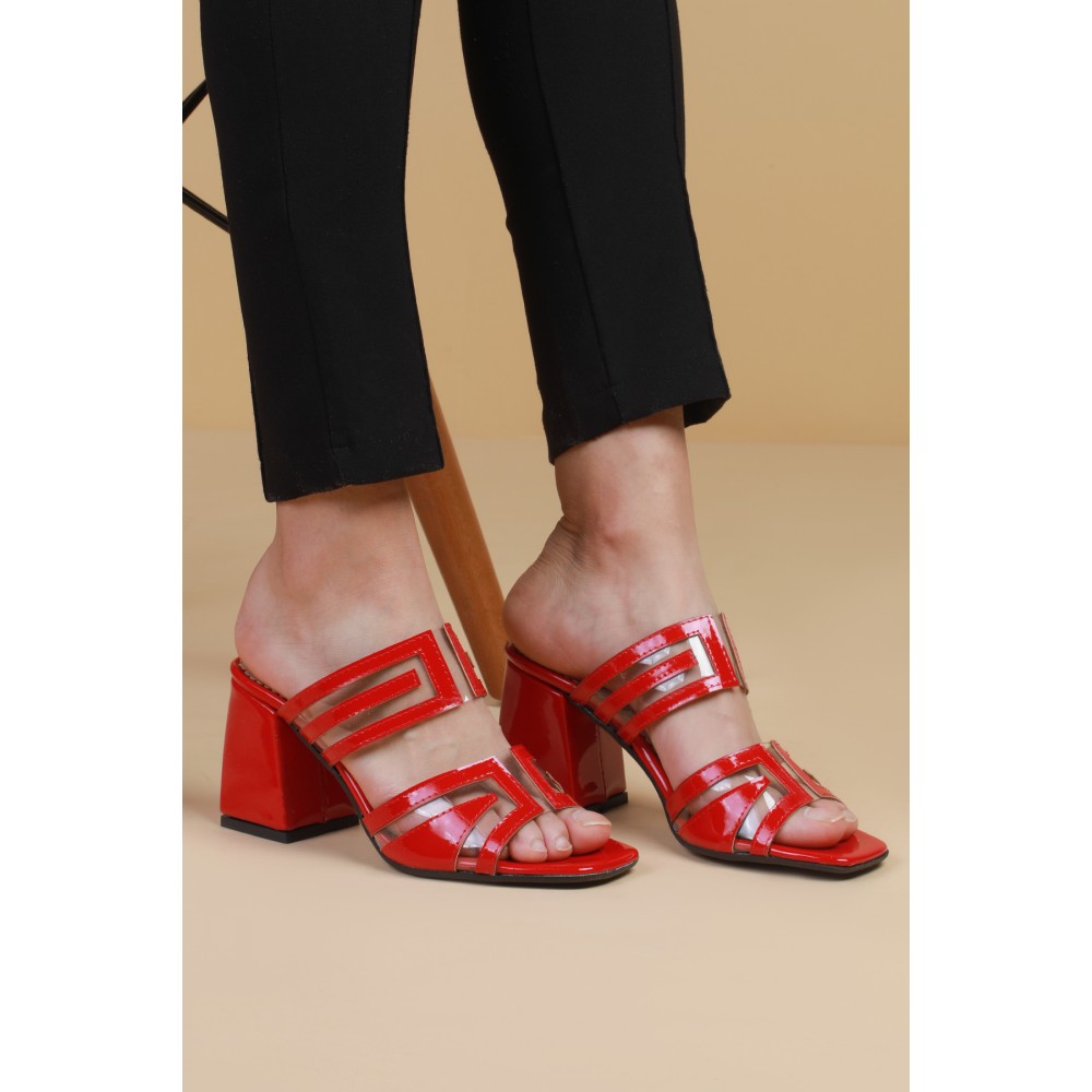 Dizzy Yeni Sezon Kırmızı Rugan Topuklu Ayakkabı