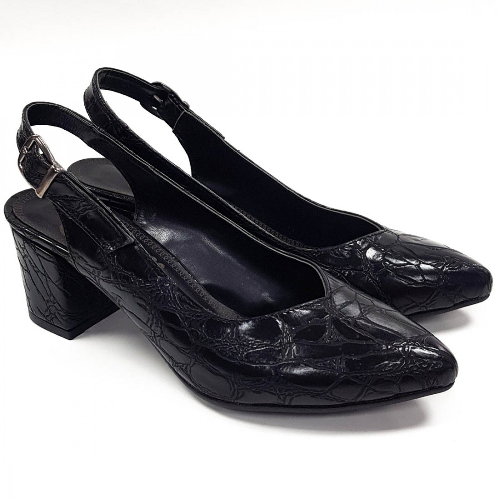Blater Yeni Sezon Siyah Arkası Açık Deri Kadın Topuklu Ayakkabı