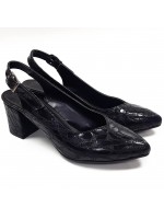 Blater Yeni Sezon Siyah Arkası Açık Deri Kadın Topuklu Ayakkabı