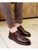 Kahverengi Hakiki Deri Ortopedik Erkek Casual Ayakkabı