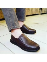 Kahverengi Hakiki Deri Bağsız Tam Ortopedik Erkek Ayakkabı