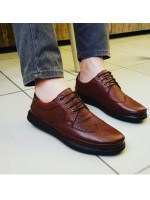 Kahverengi Hakiki Deri Bağcıklı Erkek Ayakkabı