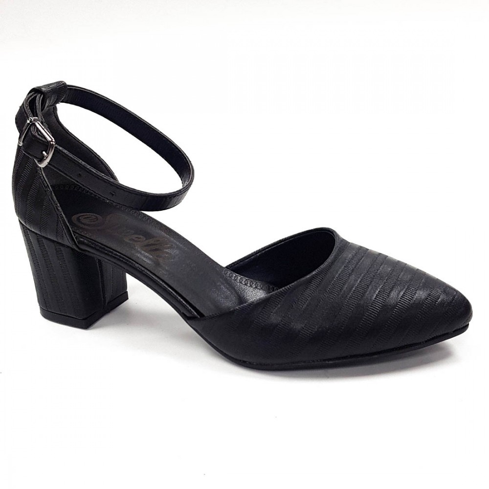 Blenc Yeni Sezon Siyah Biltekten Bağlama Kadın Topuklu Ayakkabı 