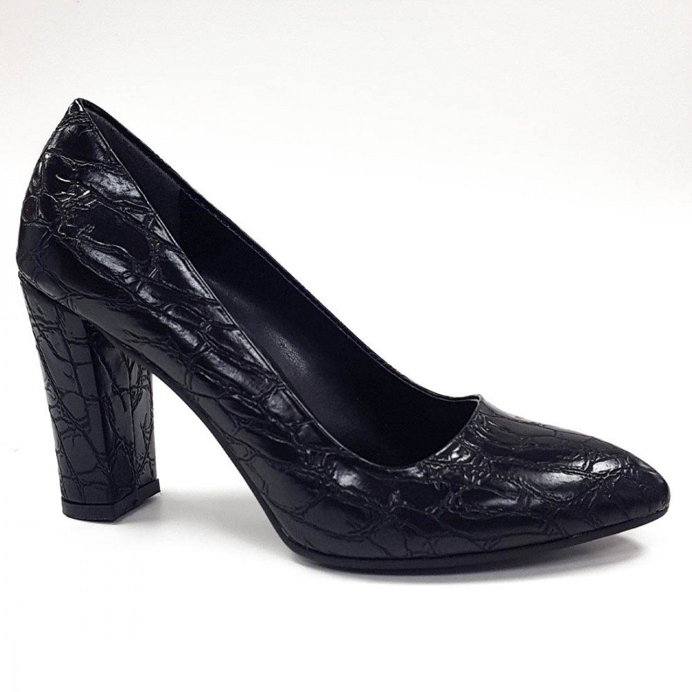Kleter Yeni Sezon Siyah Kalın Topuk Kadın Topuklu Ayakkabı