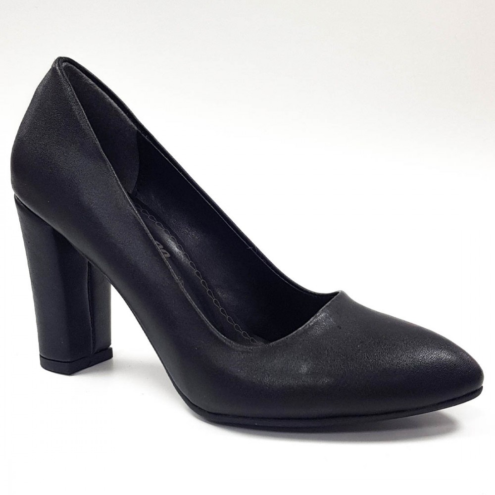 Frenc Yeni Sezon Siyah Kalın Topuk Kadın Topuklu Ayakkabı 