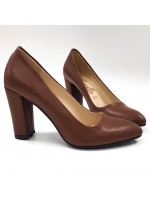 Thick Yeni Sezon Kahverengi Kalın Topuk Kadın Topuklu Ayakkabı 